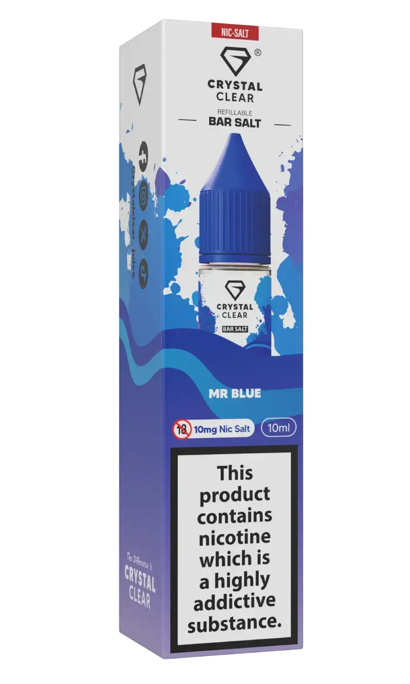 Mr Blue Nic Salt E-Liquid by Crystal Clear Bar Salts 10ml - 10mg